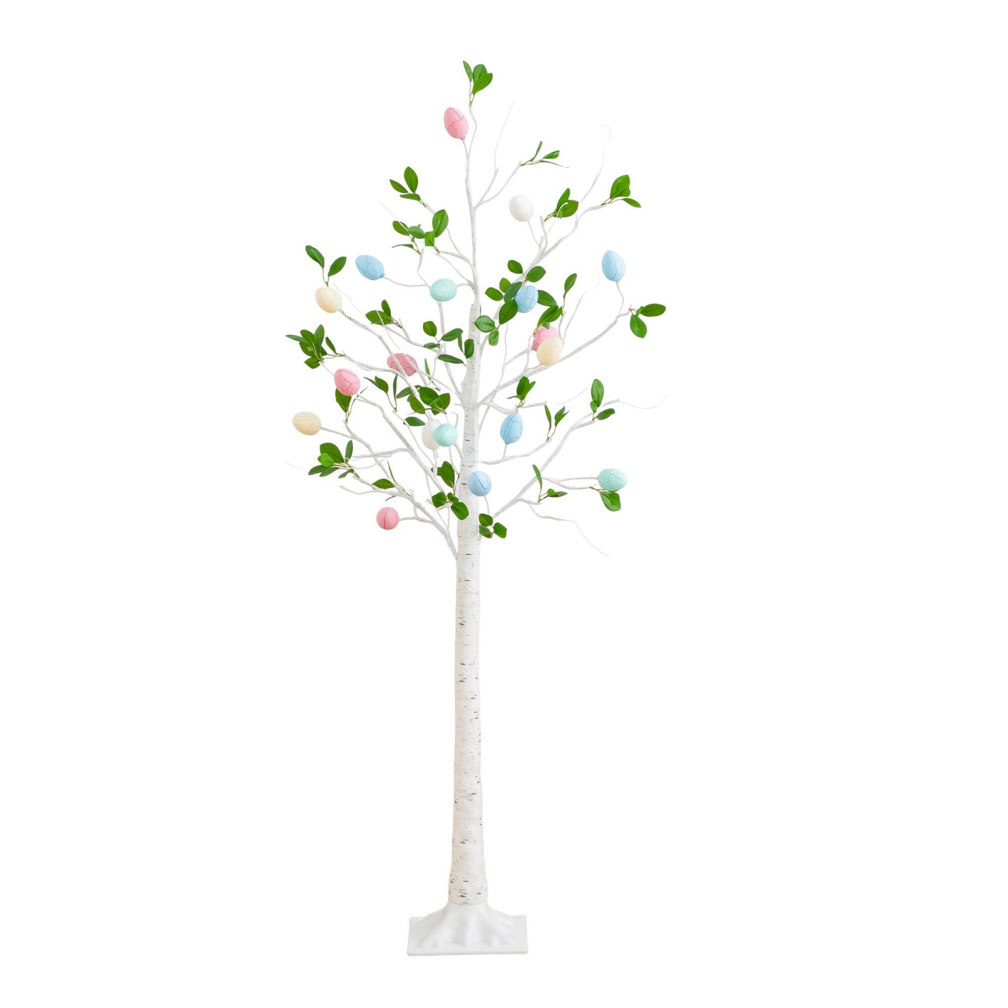5ft. Pre-Lit Artificial Blooming Easter Egg Twig Tree with 72 Warm White LED Lights